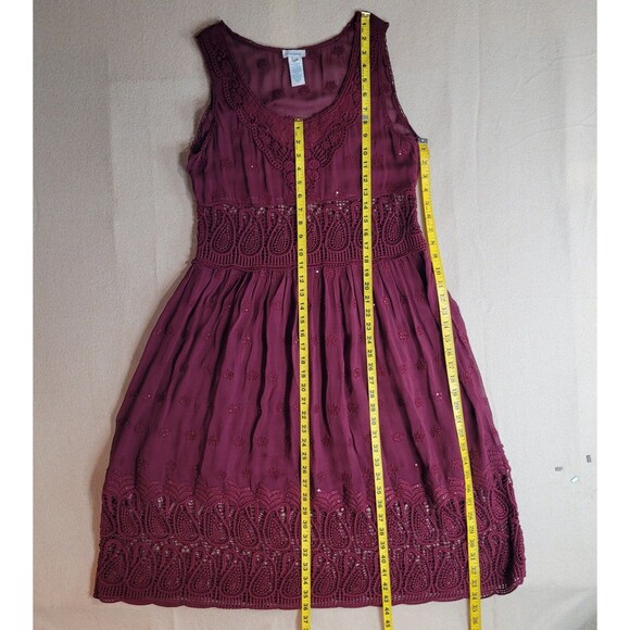 Sundance Midi Dress Womens 12P Red Crochet Embroidery Boho Dark Fairy Whimsigoth - Picture 3 of 12